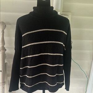 Cupcakes & Cashmere Black and White Turtleneck Sweater   E